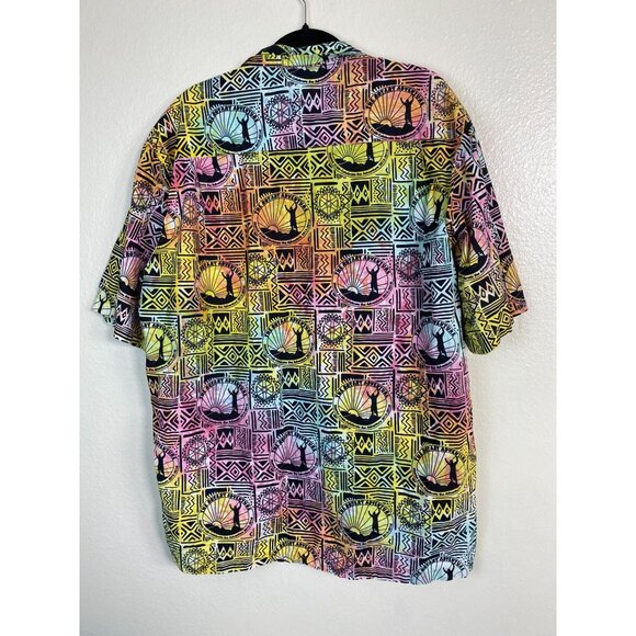 Wet Dog Mens Short Sleeve Hawaiian Shirt 2X‎ Colorful Geometric Tribal Design - Picture 2 of 13